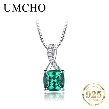 UMCHO 925 серебряные подвески с драгоценными камнями для женщин, натуральная подвеска-пасьянс, ожерелье, брендовые ювелирные изделия для подруги with chain розовый