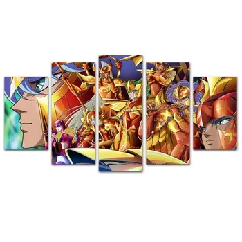 5 панелей настенное искусство мультфильм Saint Seiya холст плакат современная живопись настенная картина для детской комнаты домашний декор мультфильм аниме 20x35cm*2 20x45cm*2 20x55cm*1