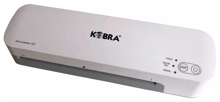 Ламинатор Kobra Queenlam 125 T, A4, 75 мкм - 125 мкм, валов:2, горячее + холодное ламинирование, 42 см/мин., фото, реверс, белый