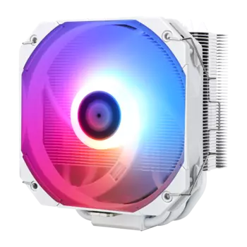 Кулер для процессора Thermalright Assassin King 120 MINI White для Socket/115x/1200/1700/2011/2011-3/2066/AM4/AM5, 120мм, 1500rpm, 25.6 дБ, 4-pin PWM+3-pin 5V ARGB, Al+Cu, ARGB (Assassin King 120 MINI White)