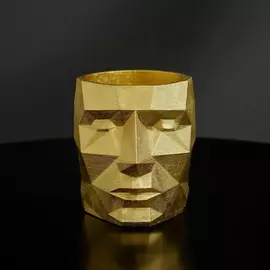 Кашпо полигональное из гипса Голова, цвет золотой, 7.5*9 см