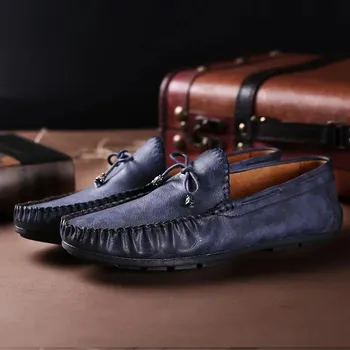 Fashion Casual Leather Loafer Shoes Men Soft Comfortable Driving Shoes Men Leather Shoes Footwear Mokasin Kasual for Men Masculino 39 коричневый