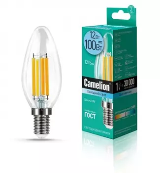 Светодиодная лампа E14 12W 4500К (белый) C35 Camelion LED12-C35-FL/845/E14 (13709)