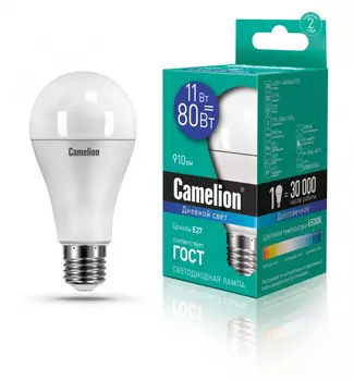 Светодиодная лампа E27 11W 6500К (холодный) A60 Camelion LED11-A60/865/E27 (12651)