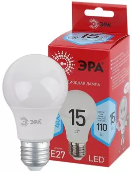 Лампа светодиодная ЭРА E27 15W 4000K матовая A60-15W-840-E27 R Б0046356