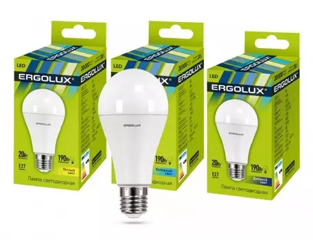 Светодиодная лампа E27 20W 6500K A65 Ergolux LED-A65-20W-E27-6K 13184