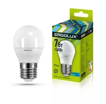 Светодиодная лампа E27 7W 4500K (белый) Ergolux LED-G45-7W-E27-4K (12145)