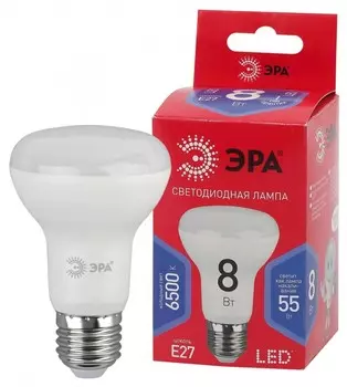 Лампа светодиодная ЭРА E27 8W 6500K матовая LED R63-8W-865-E27 R Б0045336