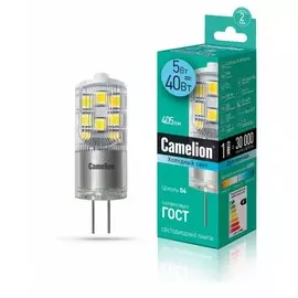 Светодиодная лампа G4 5W 4500K (холодный свет) Camelion LED5-G4-JD-NF/845/G4 (13865)