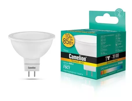 Светодиодная лампа GU5.3 10W 3000К (теплый) JCDR Camelion LED10-JCDR/865/GU5.3 (13684)