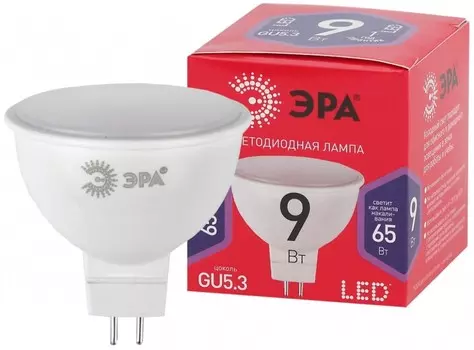 Лампа светодиодная ЭРА GU5.3 9W 6500K матовая MR16-9W-865-GU5.3 R Б0045353