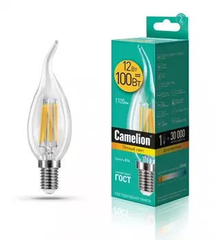Светодиодная лампа E14 12W 3000К (теплый) CW35 Camelion LED12-CW35-FL/830/E14 (13710)