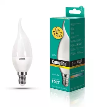 Светодиодная лампа E14 8W 3000К (теплый) CW35 Camelion LED8-CW35/830/E14 (12387)