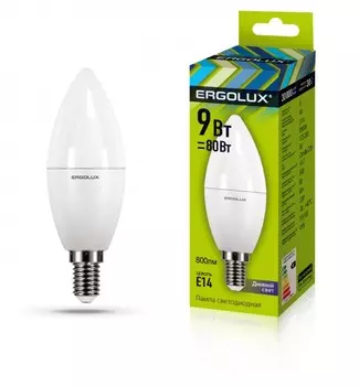 Светодиодная лампа E14 9W 6500K (холодный) Ergolux LED-C35-9W-E14-6K (13169)