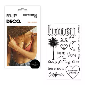Набор татуировок для тела DECO. by Miami tattoos Words &amp; signs