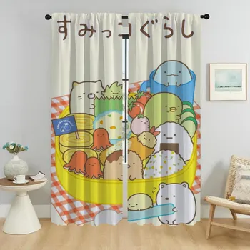 Кухонные шторы для спальни Sumikko Gurashi Элегантные шторы для комнаты 2 шт. Оконные шторы для перегородок, украшения на Хэллоуин W50xH70cmx2pcs-CL