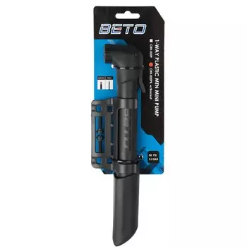 Насос велосипедный BETO, пластик, AV/FV с колпачком, 5,5бар/80PSI, с крепежом на блистере, черный, 5-470358