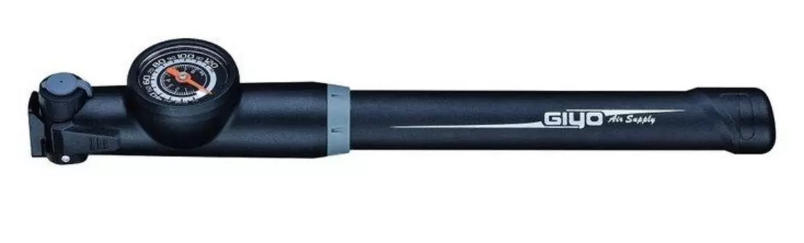 Насос велосипедный Giyo GP-871S, алюминиевый, манометр, выдвижной шланг, давление 8 атм/120 psi, AV/FV, GP871S