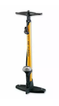 Насос велосипедный Giyo, напольный, с манометром, Presta, Schrader, Black/Yellow, GF-55P
