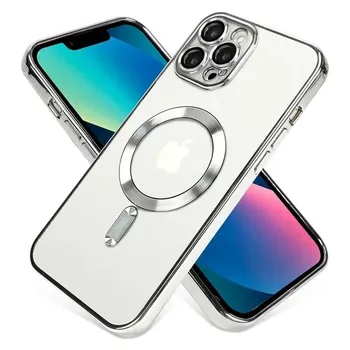 Роскошный чехол для телефона Magsafe с беспроводной зарядкой для iPhone 15 14 13 12 11 Pro Max Plus, прозрачный магнитный гальванический чехол-бампер For iPhone11 Pro Max