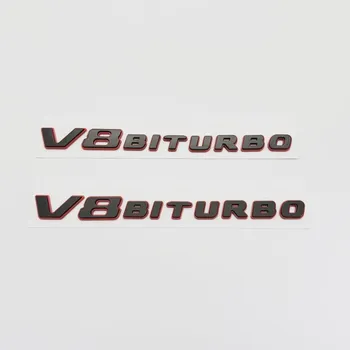 Новая цветная буква V8 BITURBO Эмблема для стайлинга автомобиля Benz, наклейка с логотипом на крыло, хром, черный, красный V8 BIturbo-Red and Silver(2pcs)