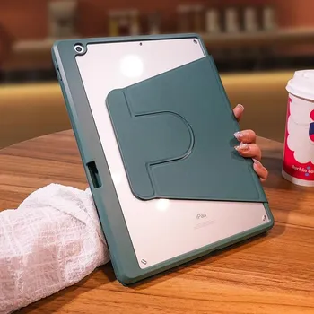 Для iPad 2024 M2 10,2 7, 8, 9, чехол для iPad 10 поколения, вращающийся чехол для iPad Pro 12,9, 13, Air 11, 2024, 2, 3, 4, 5, 9,7, 5, 6, кожаный чехол iPad Mini 6 серый