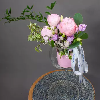LetuFlowers Пионы в бокале