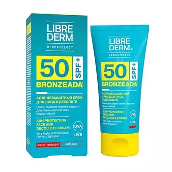 LIBREDERM Крем для лица и зоны декольте солнцезащитный Bronzeada SPF50 Sun Protection Face and Decollete Cream