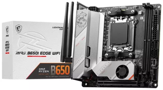 Материнская плата mini-ITX MSI MPG B650I EDGE WIFI (AM5, AMD B650, 2*DDR5 (6600), 4*SATA 6G RAID, 2*