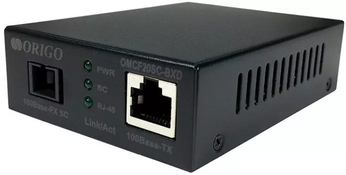 Медиаконвертер ORIGO OMCF20SC-BXD/A1A WDM, 100Base-TX / 100Base-FX (SC), Tx: 1550 нм, Rx: 1310 нм, одномод, до 20 км