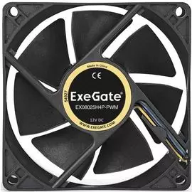 Вентилятор для корпуса Exegate E08025H4P-PWM EX283379RUS 80x80x25 мм, гидродинамический, 4pin, PWM, 23dBA