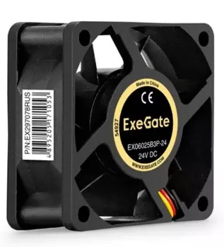 Вентилятор для корпуса Exegate EX06025B3P-24 EX297078RUS 60x60x25 mm, 5100rpm, 26.7CFM, 34,dBa, 3-pin
