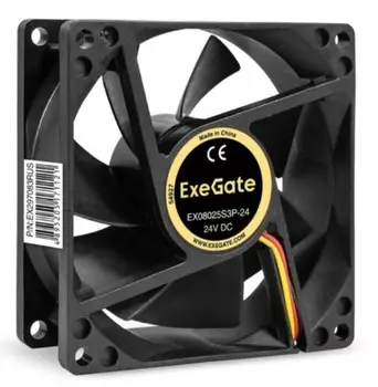 Вентилятор для корпуса Exegate EX08025S3P-24 EX297083RUS 80x80x25 mm, 2850rpm, 39.2CFM, 28dBa, 3-pin