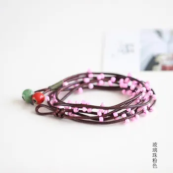 Vintage small fresh bohemian bracelet ceramic bead women s bracelet forest floral waist chain accessories жёлтый