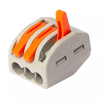 Клемма на 3 провода Electrovolt 222-413 0,08-(2,5)4 кв.мм с рычажками без пасты (5 шт.) (УТ-017846/604330)