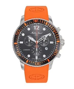 Mathey-Tissot Lagoon Chronograph оранжевый силиконовый ремешок черный циферблат кварцевые часы H123CHALO 100M мужские часы
