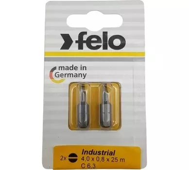 Бита Felo 02041036 плоская шлицевая 4,0X0,8X25, серия Industrial, 2шт в блистере