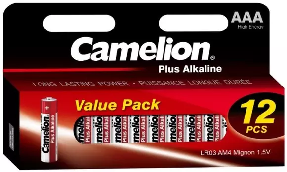 Батарейка Camelion LR03-HP12 Alkaline LR03/AAA, 1,5 В, 1250 мА.ч, 12 шт в упаковке
