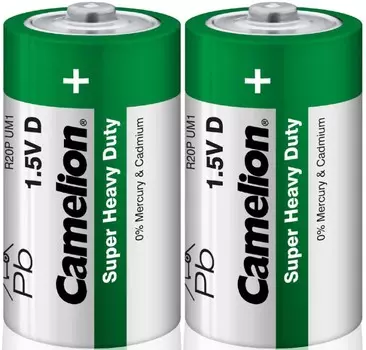 Батарейка Camelion R20P-SP2G R20P/D, 1,5 В, 8050 мА.ч, 2 шт в упаковке