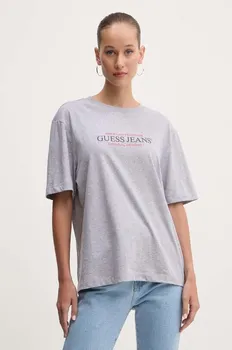 Хлопковая футболка Guess Jeans, серый