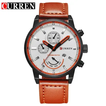 CURREN Новые лучшие мужские часы Модные мужские повседневные многофункциональные часы с ремнем чёрный