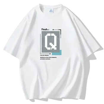 Q S-5XL Мужская футболка из чистого хлопка с короткими рукавами Летняя повседневная футболка M