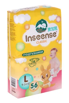 Подгузники Inseense Classic L (9-14кг), 56 шт, желт
