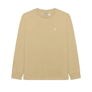 Футболка Polo Ralph Lauren FW24, однотонная, с вышивкой в виде маленького пони, с круглым вырезом и длинными рукавами, детские топы, классика-хаки CWPOTSHY8020929-250