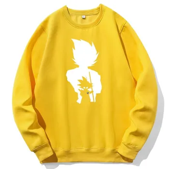 Японские толстовки в стиле DBZ с героями мультфильмов для унисекс, модные большие топы из технического флиса, толстовки в стиле Харадзюку в стиле аниме, одежда унисекс с круглым вырезом L