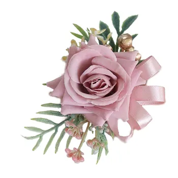 Красивые Розы Дизайн Запястья Цветок Корсаж Браслет Wrist Flower розовый