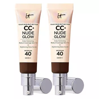 IT COSMETICS Тональный крем с сияющим финишем Nude Glow CC Cream Duo SPF40, 2 шт