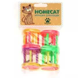 Игрушка Homecat Барабаны пластиковые с колокольчиком для кошек (4 см, 4 шт, )