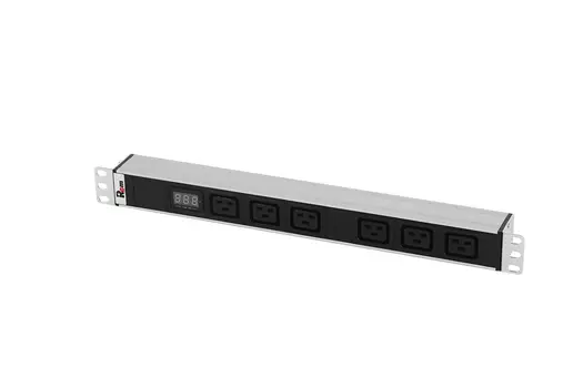 Блок розеток (PDU) 1U, кол-во розеток: 6 (6xC19), 32А, черный/серебристый, Rem R-32-6C19-Am-440-K