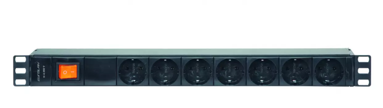Блок розеток (PDU) Eurolan 60A-61-02-07BL, 1U, кол-во розеток:7 (7xЕвро), черный (60A-61-02-07BL)